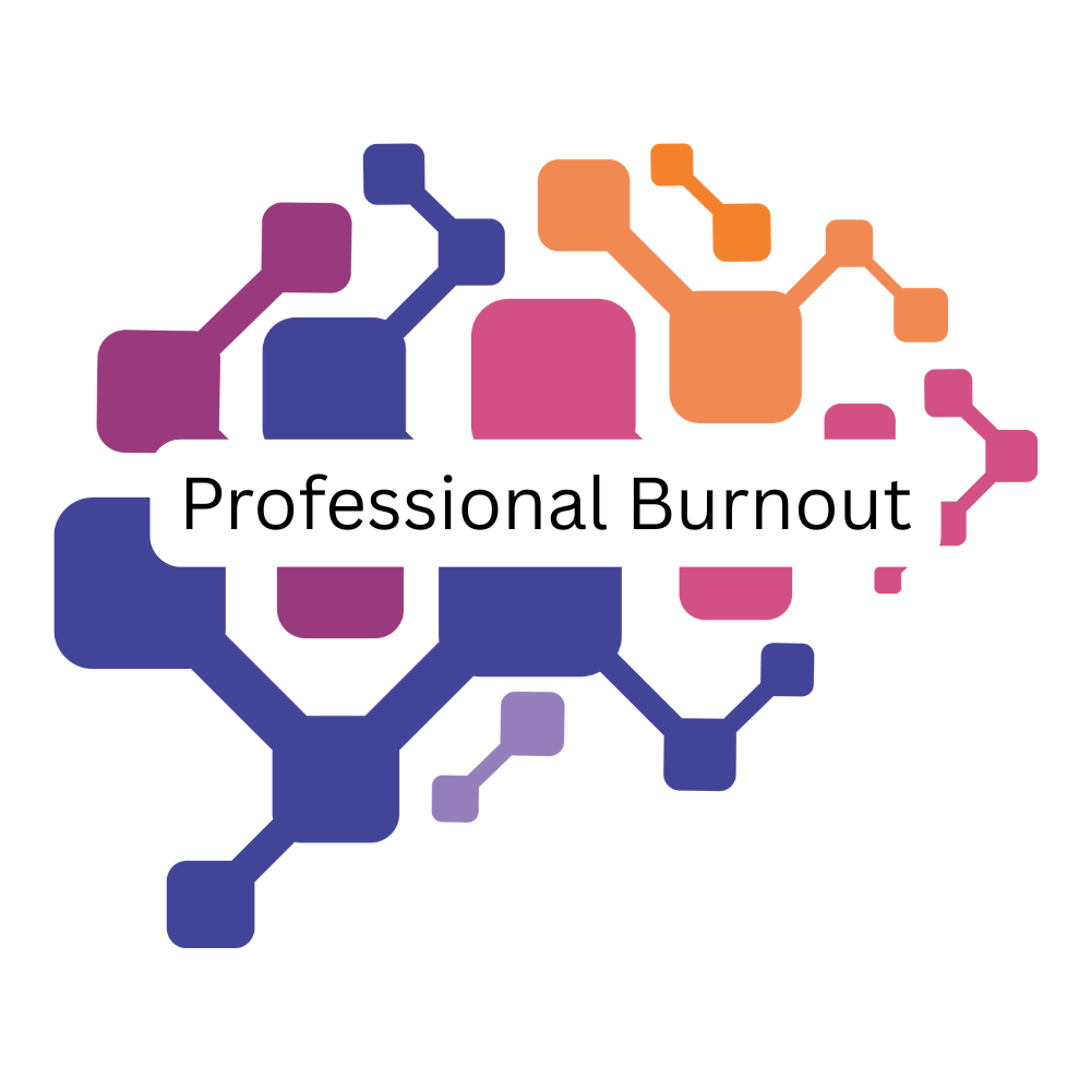 Stylized brain graphic with interconnected colorful geometric shapes and the words "Professional Burnout" across the center.